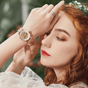 <span class=keywords><strong>นาฬิกา</strong></span>ข้อมือ<span class=keywords><strong>ผู้หญิง</strong></span> แฟชั่น กลไกอัตโนมัติ โครงสร้างโปร่งใส สายสแตนเลสอะคริลิก หน้าปัด 35 มม. กันน้ำ 30 เมตร เรืองแสง - Product Image 2