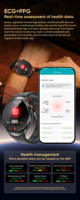 VALDUS Montre Connectée Santé ECG Écran AMOLED 1,56 Pouce Prend en Charge les Appels Bluetooth Double Mode NFC Surveillance du Sommeil Smartwatch VE62 PRO