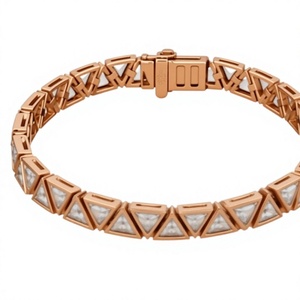 Bracelet à maillons en cristal plaqué or pour homme Orelia Luxe avec fermoir à découpe triangulaire géométrique, bijoux de style hip-hop, cadeau - Product Image 5