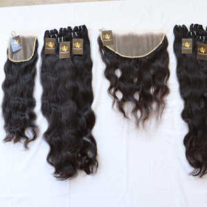 Extensiones de cabello humano vietnamita con trama de templo indio crudo 13x6 HD para cierre Frontal de encaje rizado ondulado suelto onda profunda - Product Image 1