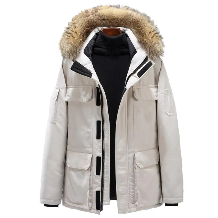 OEM Hight quality down detachable hat men winter custom parka