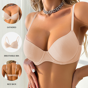 Soutien-gorge push-up confortable et réglable pour femme, en polyamide sans couture, avec logo, respirant, tricoté, écologique, effet liftant - Product Image 3
