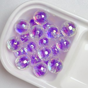 Perles rondes transparentes facettées en forme de boule disco UV de 16 mm pour la fabrication de porte-clés DIY - Product Image 2