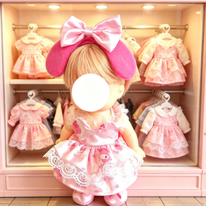 Conjunto de Vestido Rosa para Muñecas de 26 cm con Diadema de Lazo, Falda de Tul y Calcetines, Ropa de Juguete para Niñas - Product Image 3
