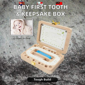 Boîte à Premiers Dents en Bois pour Bébé Nouveau-né, Organisateur <span class=keywords><strong>de</strong></span> <span class=keywords><strong>Lait</strong></span> et <span class=keywords><strong>de</strong></span> Nombril, Souvenir pour la Première <span class=keywords><strong>Dent</strong></span> du Bébé - Product Image 2