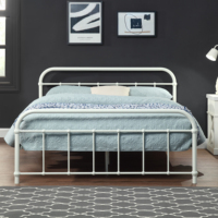 Cadre de lit en métal blanc Queen King Size, montage facile, lit plateforme en acier pour espaces de vie modernes