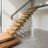 Escalier flottant droit personnalisé, moderne, en bois et métal, écologique, durable, pour l'intérieur de la maison, escalier mono-àche