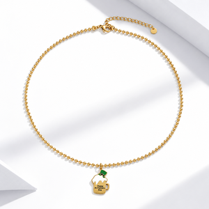 สร้อยคอจี้รูปแม่กุญแจ สแตนเลสเคลือบสีทอง 14K ชุบสูญญากาศ พร้อมสายลูกปัด - Product Image 1