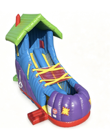 Château gonflable commercial en forme de chaussure avec toboggan, en PVC, pour enfants, idéal pour la location événementielle