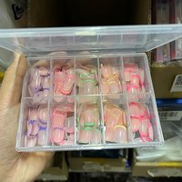 240 pièces été coloré français faux ongles court carré presse sur acrylique manucure Nail Art couverture complète ongles artificiels