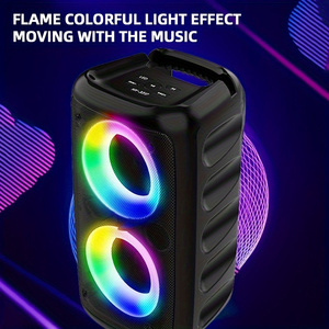 Sonido Bocina Partybox พร้อมไมโครโฟนซับวูฟเฟอร์คู่เปลวไฟเบสหนักไฟ LED สีสันสดใสลำโพงคาราโอเกะ - Product Image 6