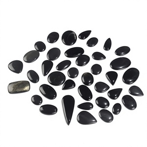 Vente en gros de cabochons en onyx noir naturel de haute qualité, pierres précieuses en vrac polies et lisses pour la fabrication de bijoux - Product Image 1