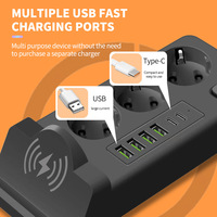 LangYeao EU Kablosuz Şarjlı Akıllı Priz, 3000W 10A USB Hızlı Şarj Standı, Masaüstü Ev Ofis için AC Prizli