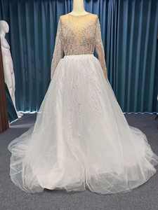 Robe de mariée longue de luxe à prix d'usine, nouvelle collection, en dentelle, avec traîne détachable - Product Image 2