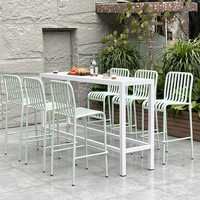 Meubles d'extérieur en alliage d'aluminium directement de l'usine, ensemble table et chaises de bar, style minimaliste moderne pour hôtels, bars et cafés en plein air