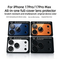 Protection d'objectif d'appareil photo en verre trempé 9H 3D Metal Armor pour téléphone portable 18/17 Pro Max anti-reflet (AR)