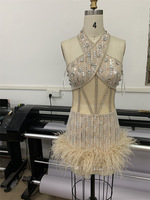 Yj330 sans bretelles dos nu strass paillettes conception plume Patchwork robe fête d'anniversaire Club bal robe de soirée de mariage