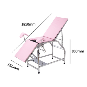 <span class=keywords><strong>Table</strong></span> d'examen gynécologique manuelle en acier inoxydable YAZHIYI, lit d'accouchement obstétrical réglable avec étriers, rose/noir, certifié CE, pour hôpital - Product Image 2