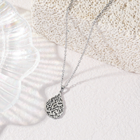 Collar con Colgante de Acero Inoxidable con Diseño de Lágrima y Ayatul Kursi, Joyería Islámica Musulmana Árabe, para Eid y Ramadán, Venta al Por Mayor