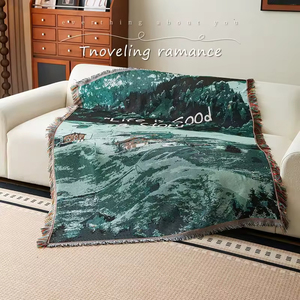 Housse de canapé <span class=keywords><strong>tapisserie</strong></span> style nordique, paysage apaisant, tissée à la machine, multifonctionnelle, lavable à la main, pour camping et pique-nique - Product Image 4