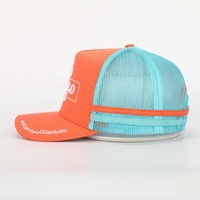 Casquette Trucker OEM personnalisée 5 panneaux de qualité supérieure, style Australie, profil haut, calotte structurée, avec logo brodé et 2 bandes latérales