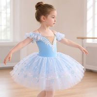 Justaucorps de ballet pour filles, robe tutu en tulle brodée de fleurs/décorations flocon de neige, robe de princesse pour tout-petits, idéale pour les cours de danse et les spectacles sur scène