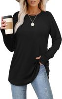 Damen Lässige Umweltfreundliche Gewaschene Seide/Baumwolle Tunika-Oberteile mit Langen Ärmeln, Daumenlöchern, Rundhals, Gekrümmtem Saum und Schmaler Passform für Leggings