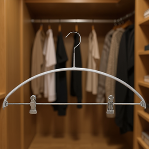 Colgador de ropa Mawa Economic Combination con gancho de metal, 42 cm, plateado, con puente metálico y 2 clips, paquete de 5 - Product Image 3