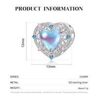 Breloque Cœur Iridescent en Argent Sterling 925 avec Pierre de Lune, Perle Aurore Creuse en Filigrane, Bijou Romantique, Cadeau d'Anniversaire
