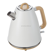 Ohigitecki 1.7L rétro bouilloire électrique à ébullition rapide sans fil avec forme triangulaire et peinture en bois en acier inoxydable tout neuf