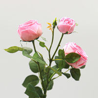 Vente en gros de roses artificielles à 3 têtes, aspect réaliste, pour mariage, décoration intérieure, arrangement floral, fête des mères