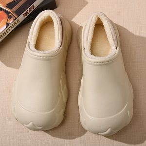 Men's Winter Cotton Slippers Fleece Lined Thickened Non Slip <b>EVA</b> Waterproof Warm Indoor Shoes Gray 36-45 - Product Image 3