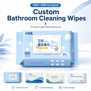 OEM Household Bathroom Antibacterial Cleaning Wet Wipes Powerful Stain Removal Disposable Large Wipes for Toilet Sink Mirror