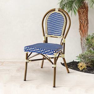 restaurant <span class=keywords><strong>de</strong></span> patio <span class=keywords><strong>de</strong></span> couleur bleue multicolore française chaises <span class=keywords><strong>de</strong></span> bistrot <span class=keywords><strong>de</strong></span> rotin en aluminium <span class=keywords><strong>de</strong></span> café extérieur <span class=keywords><strong>de</strong></span> jardin - Product Image 1