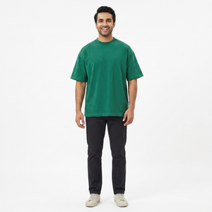 T-shirt en polyester/coton imprimé personnalisé à motif uni, tissu épais 200 g/m², écologique, coupe classique, décontracté, été, manches courtes, homme - Product Image 1