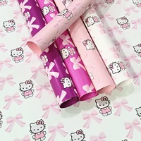 Papier d'emballage pour bouquet de fleurs avec nœud papillon, emballage cadeau, fournitures florales pour fleuristes, papier d'emballage pour fleurs de style dessin animé