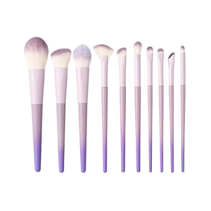 Ensemble de 10 pinceaux de maquillage violet dégradé, manche en bois, virole en aluminium, pinceaux doux pour poudre et fond de teint - Product Image 1
