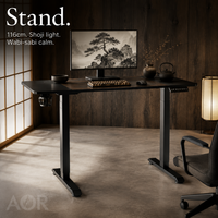 Bureau de travail électrique réglable en hauteur AOR, certifié RoHS, avec structure métallique durable, crochet pour casque convertible, vente en gros d'usine