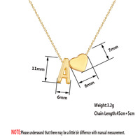 Kalung Liontin Hati Huruf Alfabet Rantai Kustom Wanita Bahan Stainless Steel Modis