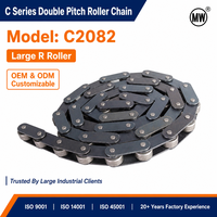 Chaîne de convoyeur à double pas en acier au carbone à faible friction C2082 de 50,8 mm pour têtes de drapage et plateformes de ramassage