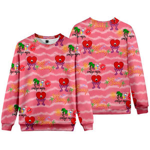 Sweat-shirt unisexe surdimensionné Fitspi en gros, imprimé 3D <span class=keywords><strong>Bad</strong></span> Bunny, pour hommes et femmes, col rond, pull, streetwear Harajuku - Product Image 4