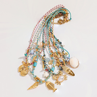 Collier en acier inoxydable plaqué or 18 carats avec pendentif DIY et breloques en corde tressée, collection Vacances d'été Océan