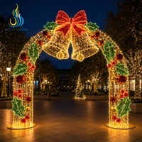 Anpassbare Größe Weihnachtsbogen LED-Lichtskulptur Handgefertigter Metallrahmen Festlaterne für Freizeitpark-Dekoration
