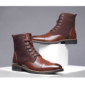 รองเท้าหนังสไตล์แฟชั่นสำหรับผู้ชายเบาะหนังหมูทำมือคุณภาพรองเท้าบูทหุ้มข้อสำหรับผู้ชาย - Product Image 5