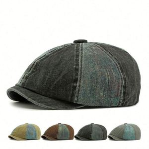 Boina de Algodón Lavado Estilo Japonés Vintage para Mujer, Gorra Newsboy de Mezclilla con 8 Paneles y Diseño Personalizado de Moda Urbana - Product Image 1