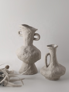 <strong>Cottage</strong> Style Hand-made Retro <strong>Pottery</strong> White Matte Ceramic Vase Plain Burned Art Flower Vase - Product Image 2