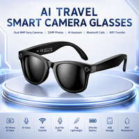 Lunettes Intelligentes IA avec Double Caméra HD Sony 8MP, Vidéo 1080P, Transfert WiFi, Audio Open-Ear, Lunettes de Soleil Intelligentes pour le Voyage