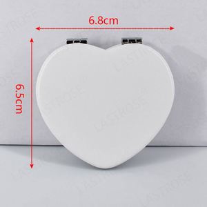 Pink Heart <b>Mirror</b> White PU Leather Private Label Heart <b>Round</b> Lash Mini <b>Small</b> Pocket Compact Makeup <b>Mirror</b> - Product Image 4