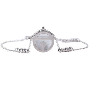 Bracelet à breloques tendance en alliage de zinc or rose avec incrustation de coquillages ronds, bijou cadeau - Product Image 3