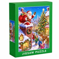 Pabrik 500 1000 Potong Puzzle Karton Biru Layanan OEM ODM Bersertifikat FSC Puzzle Jigsaw Personalisasi Puzzle Natal Kustom